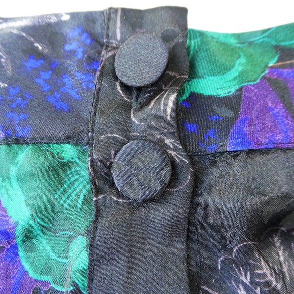 Zara Asian Flower Pagoda Dress Mock Neck Button Back Balloon Sleeve Faux Wrap S - Picture 4 of 9